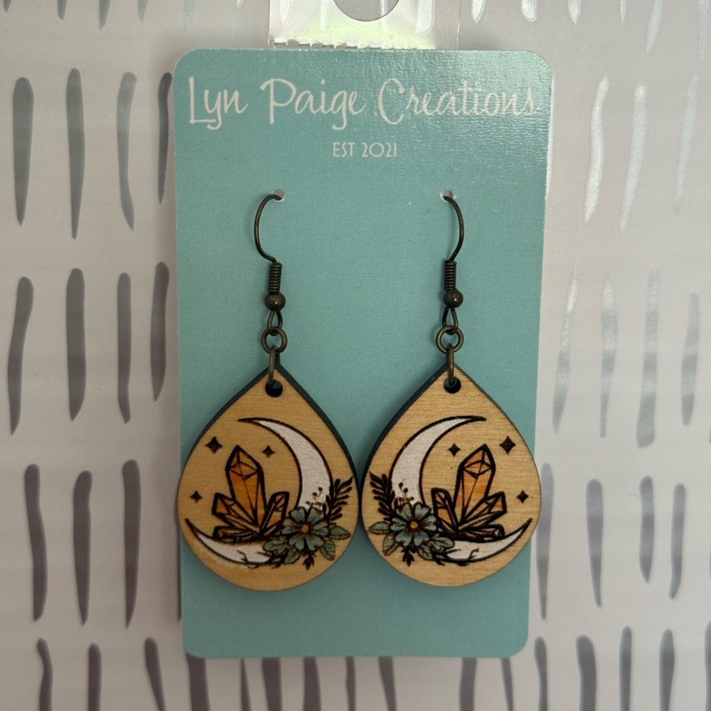 Moon and Crystal Earrings